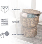 happimess SAT1000B Bhola 18" Hourglass Handwoven Hyacinth Storage Accent Table - Image 4