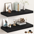 32Inch Black Floating Shelves for Wall, 12 Inch Deep Shelves for Bedroom by FunMemories