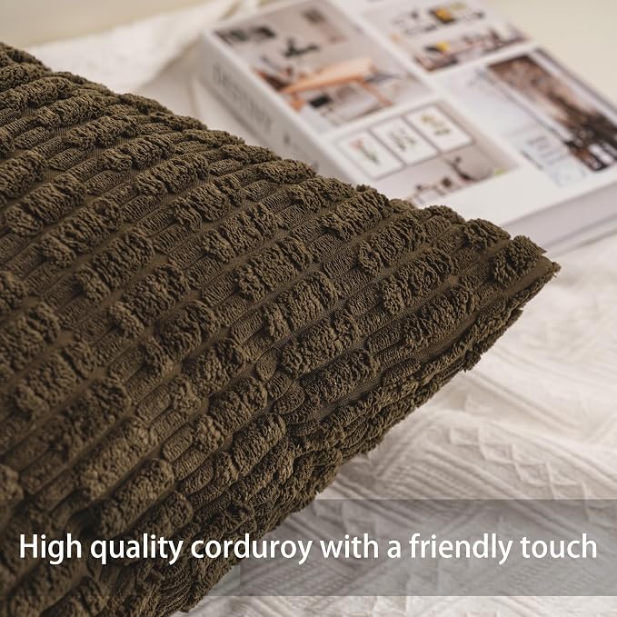 Aegero Pack of 2 Corduroy Decorative Throw Pillow Covers 20x20 Inch - Image 2