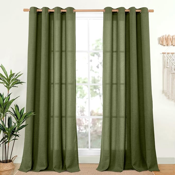 YoungsTex Olive Green Linen Curtains by YoungsTex