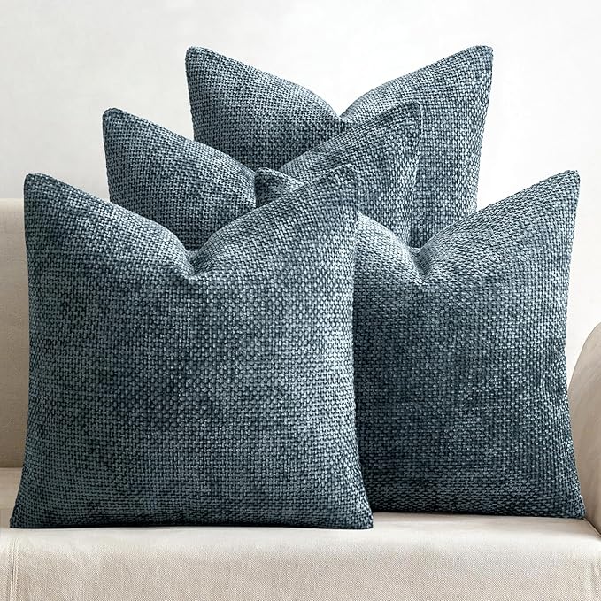 MIULEE Soft Decorative Chenille Pillow Covers Navy Blue 20x20 Pack of 4 | by MIULEE