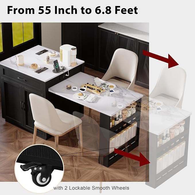 Kitchen Island with Extendable Dining Table - Image 4