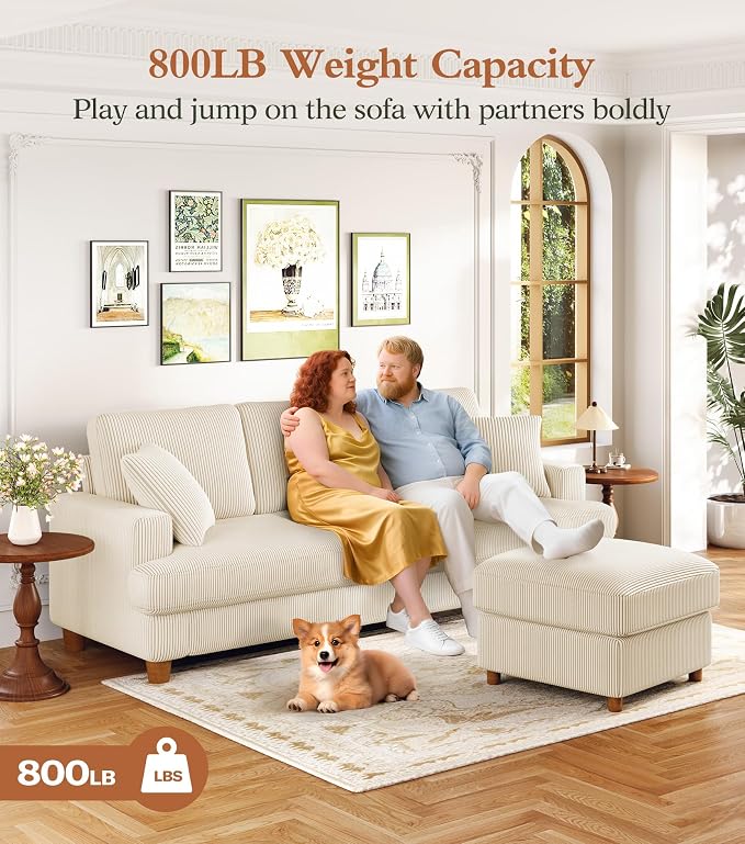 Kidirect 87in L Shaped Couch, Modular Sofa No Tool Assembly, Comfy Sectional - Image 3