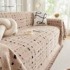 DREAMINGO Abstract Chenille Couch Cover Blanket Coffee Black Boho Sofa Cover - Image 7