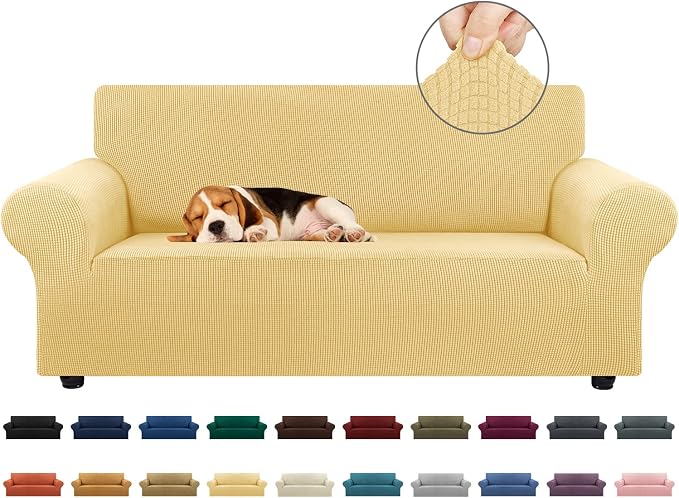 Stretch Loveseat Couch Cover, 2 Cushion Couch Slipcover, Champagne | 1-Piece by KEKUOU