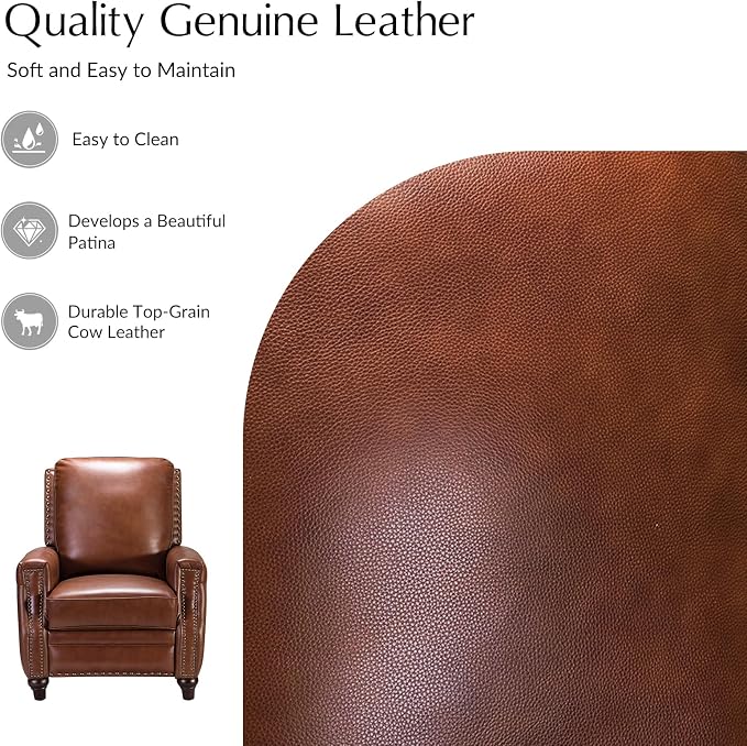 HULALA HOME Genuine Leather Manual Recliner Chairs Set of 2 - Image 4
