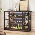 Display Cabinet with Acrylic Glass Doors, Extra Wide Curio Cabinet with LED by BONITURE
