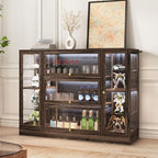 Display Cabinet with Acrylic Glass Doors, Extra Wide Curio Cabinet with LED by BONITURE