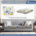 CALBODE 8 Pcs Stretch Outdoor Seat Cushion Covers, Spring Bloom | Washable - Image 2