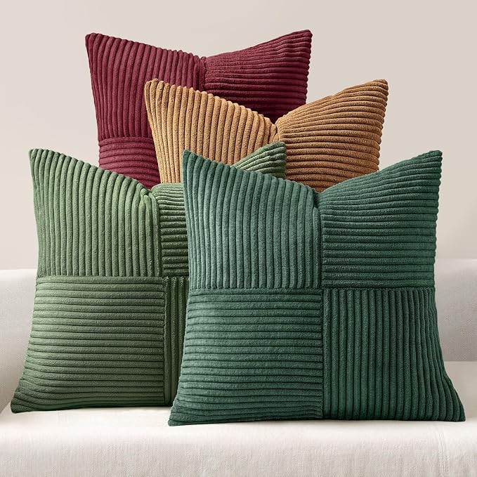 MIULEE Boho Christmas Green Decorative Throw Pillow Covers 18x18 Set of 4 by MIULEE