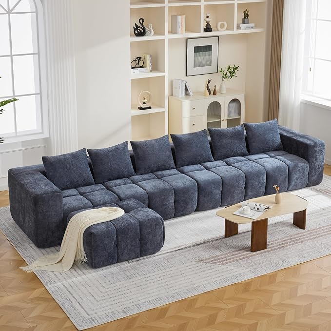 160" Boneless Couch, Oversized Cloud L Shaped Couch, Modular Sectional Sofa by CACFTII