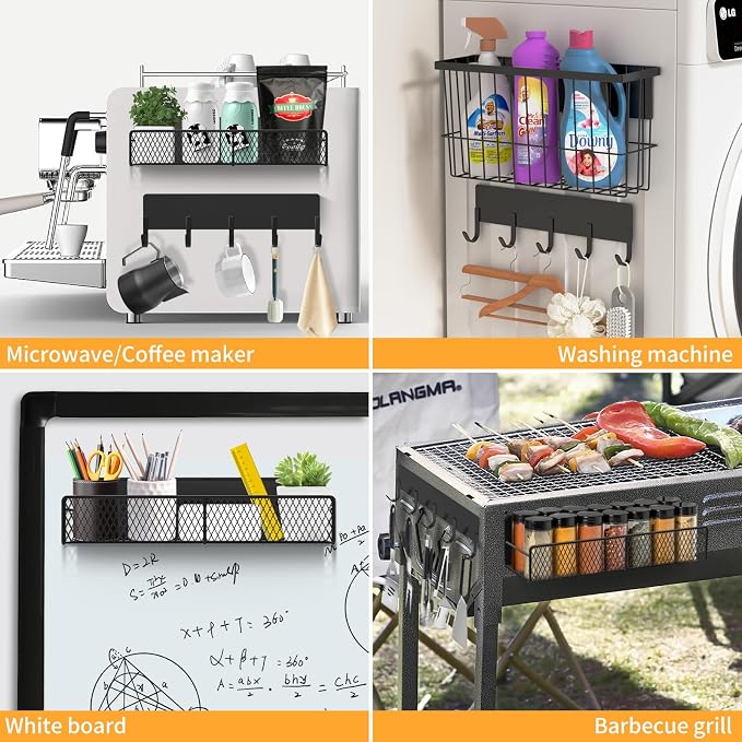 Magnetic Spice Rack for Refrigerator, 7 Pack Metal Magnetic Shelf, Moveable - Image 7