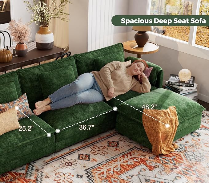 ELUCHANG Oversized 153" Modular Sectional Sofa, Comfy Cloud Couch, U Shaped - Image 6