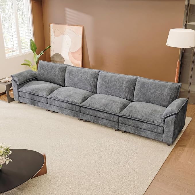 JUMMICO 159" Modular Sectional Chenille Couches Linear Sofa - Image 7