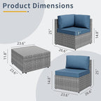 SUNLEI 5 Piece Patio Furniture Sets, Low Back All-Weather Rattan Sectional Sofa - Image 2