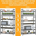 HCHQHS Bookshelf, Adjustable Industrial Bookcase, Vertical Tall Book Shelf - Image 4