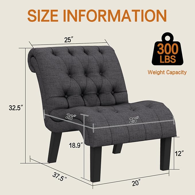 Accent Chairs Set of 2 Upholstered Living Room Bedroom Side Chairs Curved - Image 2
