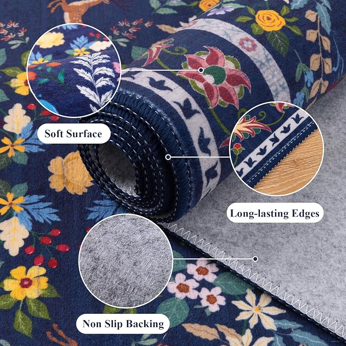 HEBE Hallway Runner Rug 2'x6', Washable Non Slip Kitchen Rug Runner | Soft Boho - Image 3