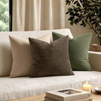 MIULEE Chocolate Brown Chenille Couch Throw Pillow Covers, 20x20 | Set of 2 - Image 2