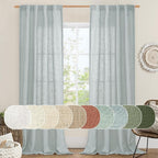 Linen Blended Curtains for Bedroom Living Room, 38 x 84 Inch | Faux Linen by LAMIT