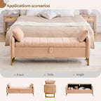 66'' King Size Storage Bench for Bedroom, Teddy Boucle End of Bed Benches for - Image 8