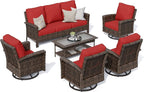 HERA'S HOUSE Red Patio Furniture Set, Oversized Outdoor Wicker Conversation Set - Image 8