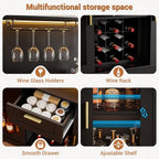 Unikito Wine Bar Cabinet with LED Light, Liquor Cabinet with Wine Rack and - Image 5