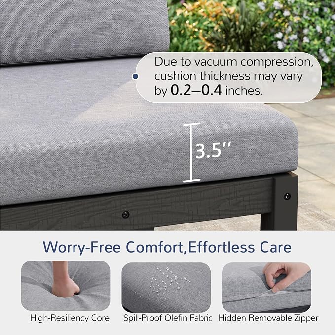 Stoog 11-Piece U-Shaped Patio Sectional Sofa Set, All-Weather Modular & - Image 8