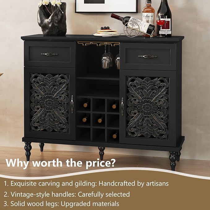 ARTPOWER 47.2" Vintage Wine Bar Cabinet - Image 3