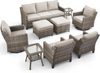 9 Piece Patio Furniture Set-All Weather Outdoor Conversation Sets Sectional Sofa - Image 9