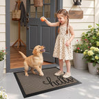 LUMI Outside Welcome Door Mat 17x30, Non-Slip Durable Rubber Easy Clean | Hello - Image 9