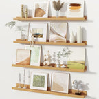 Fun Memories Picture Ledge Shelves Set of 4, 32 Inch Rustic Wall Mounted by FunMemories