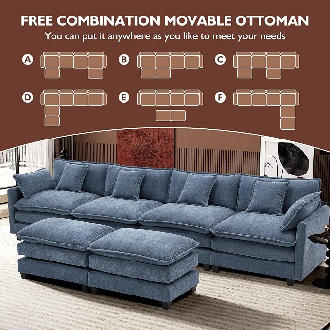 Ihanherry 146" U-Shaped Modern Sofa Modular Sectional Cloud Couch - Image 7