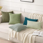 MIULEE Euro Sham Corduroy Decorative Throw Pillow Covers 24x24 Grey Green | - Image 5