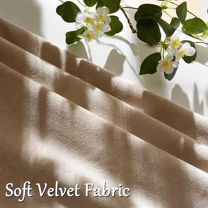 GIGIZAZA Taupe Velvet Pillow Covers 22x22 Decorative Pillows Pack of 2 | - Image 5