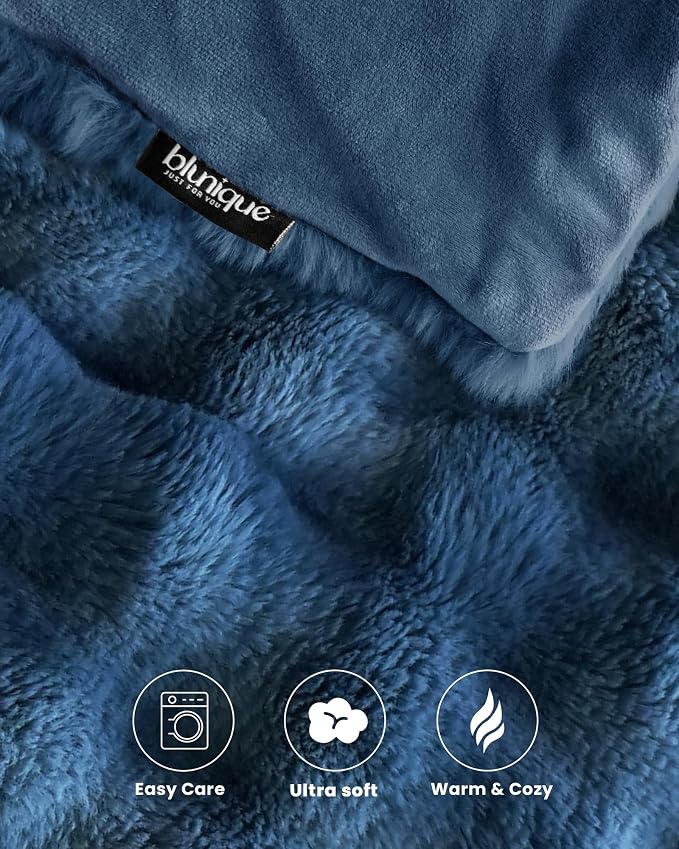 Ultra Soft Cozy Faux Fur Throw Blanket, Fuzzy Plush Thick Bubble Blanket - Image 4