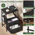Somdot Black Nightstand with Charging Station and LED Light - Image 6