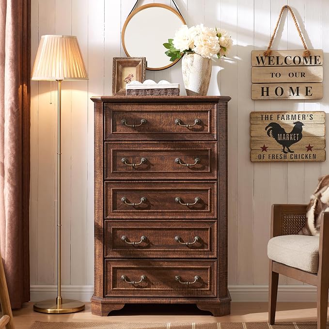 T4TREAM Farmhouse 5 Drawers Dresser - Image 3
