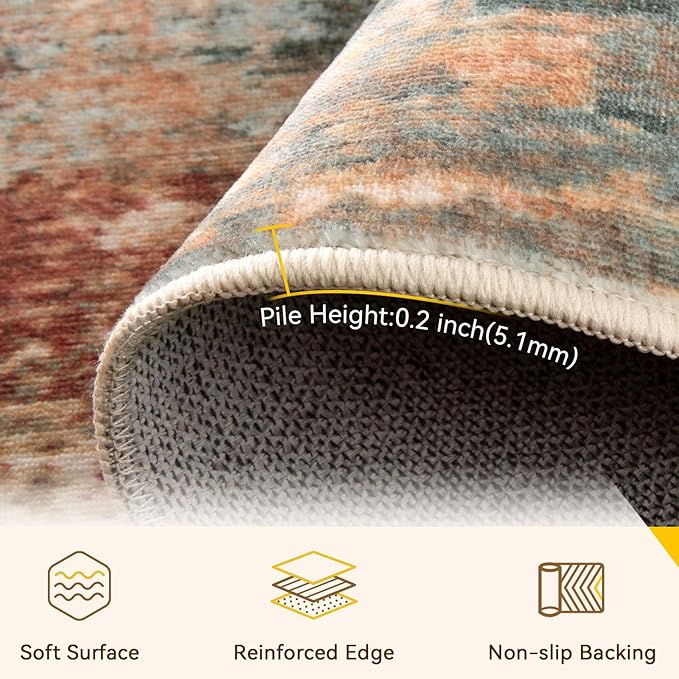 RELEANY Washable Runner 3'x12' Abstract Area Rug - Image 2