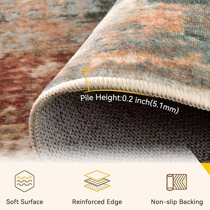 RELEANY Washable Runner 2'6"x14' Abstract Area Rug - Image 2