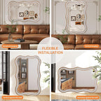 35x24 Inch Wavy Wooden Frame Mirror - Image 7