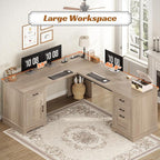 SEDETA Farmhouse 69" Executive L Shaped Desk, Corner Computer Desk - Image 4