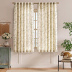 Green Vintage Floral Linen Curtains Farmhouse 50W X 63L 2 Panels | Elisa Series - Image 2