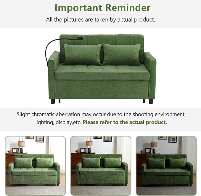3 in 1 Convertible Sleeper Sofa Bed, 56.9" Small Pull Out Couch Bed - Image 9