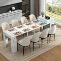 Extendable Dining Table with Charging Station, Convertible Folding Console Table by Gyfimoie