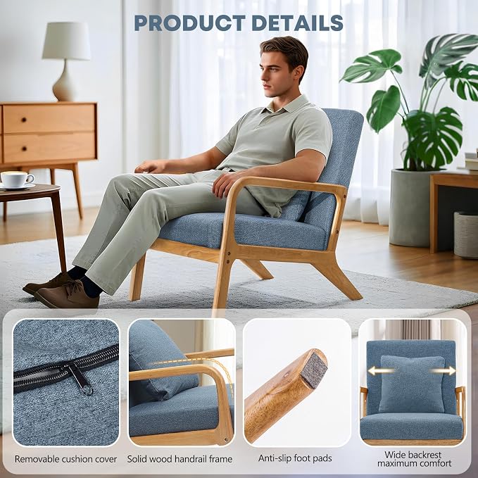 ELUCHANG Mid-Century Modern Accent Chair - Image 7
