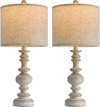 BOBOMOMO 24" Farmhouse Retro Table Lamp Set of 2, Traditional Resin Lamps - Image 8
