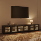 POVISON Mid Century Modern Wood Slatted TV Stand by POVISON