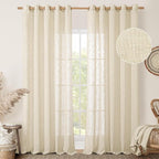 Linen Curtains 84 Inches Long for Living Room 2 Panels Set, Light Filtering by LAMIT