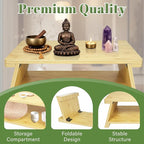 Floor Table, Altar Table Paulownia Folding Design, Low Meditation Table - Image 4